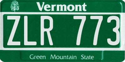 VT license plate ZLR773