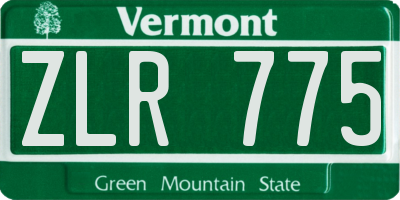 VT license plate ZLR775