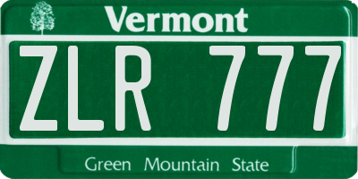 VT license plate ZLR777