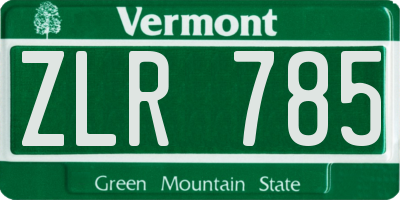 VT license plate ZLR785