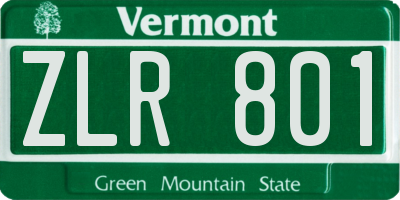 VT license plate ZLR801