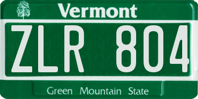 VT license plate ZLR804