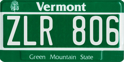 VT license plate ZLR806