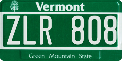 VT license plate ZLR808