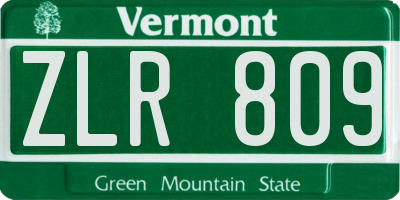 VT license plate ZLR809