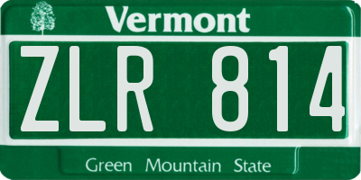 VT license plate ZLR814