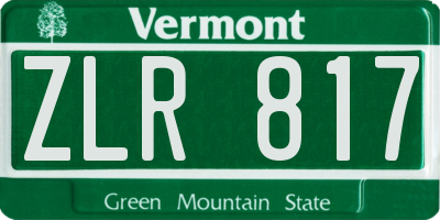VT license plate ZLR817