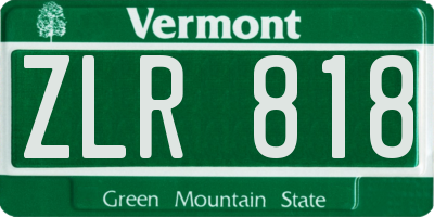 VT license plate ZLR818