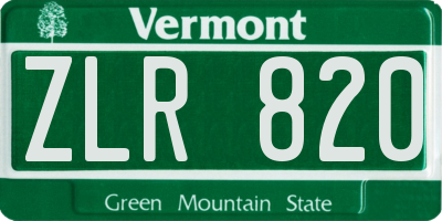 VT license plate ZLR820