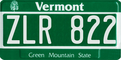 VT license plate ZLR822