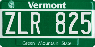 VT license plate ZLR825