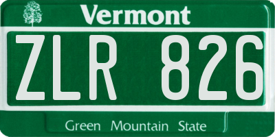VT license plate ZLR826