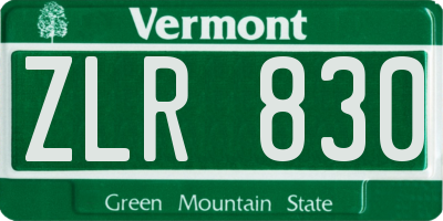 VT license plate ZLR830