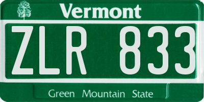 VT license plate ZLR833