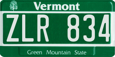 VT license plate ZLR834