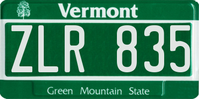 VT license plate ZLR835
