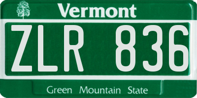 VT license plate ZLR836