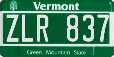 VT license plate ZLR837