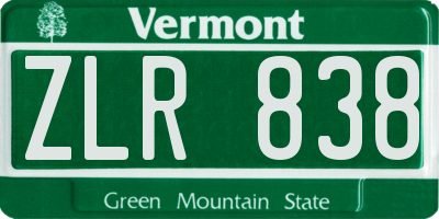 VT license plate ZLR838