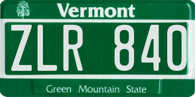 VT license plate ZLR840