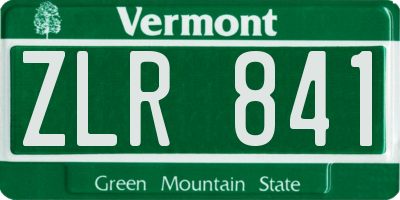 VT license plate ZLR841
