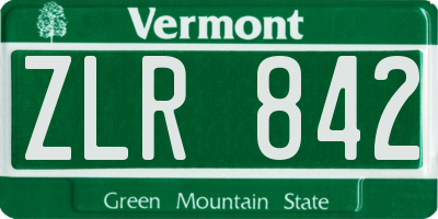 VT license plate ZLR842