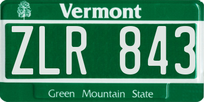 VT license plate ZLR843