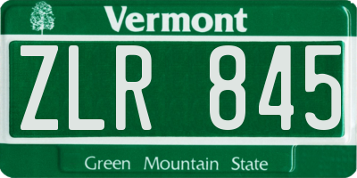 VT license plate ZLR845