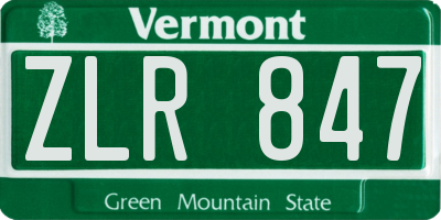 VT license plate ZLR847