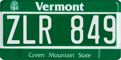 VT license plate ZLR849