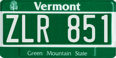 VT license plate ZLR851