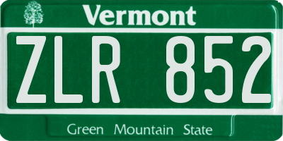 VT license plate ZLR852