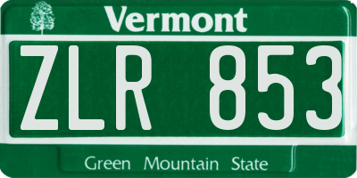 VT license plate ZLR853