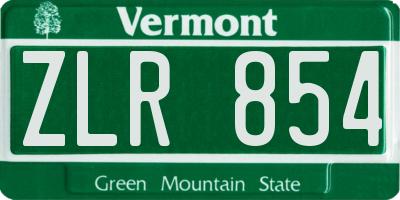 VT license plate ZLR854