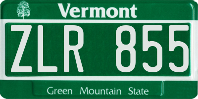 VT license plate ZLR855