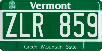 VT license plate ZLR859