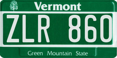 VT license plate ZLR860