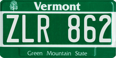 VT license plate ZLR862