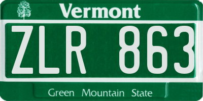 VT license plate ZLR863