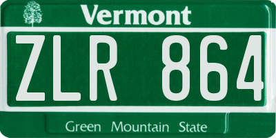 VT license plate ZLR864