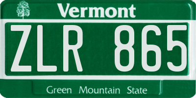 VT license plate ZLR865