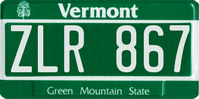 VT license plate ZLR867