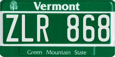 VT license plate ZLR868