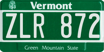 VT license plate ZLR872