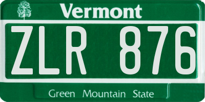 VT license plate ZLR876