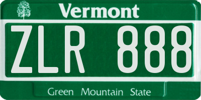 VT license plate ZLR888