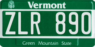 VT license plate ZLR890