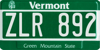 VT license plate ZLR892