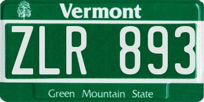 VT license plate ZLR893