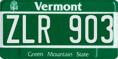 VT license plate ZLR903